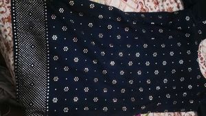 Blue Printed Kurti with Shrara Set