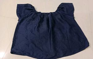 Blue embossed print top