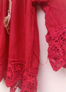Red cotton top for women