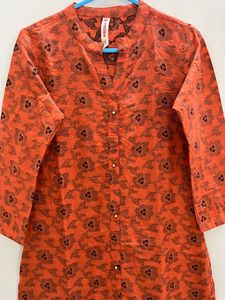 Anouk Orange And Black Embroider Kurti