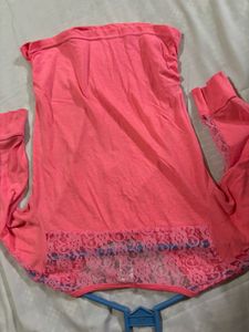 Coral Lace Trim Top