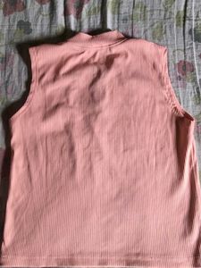 Peach Sleeveless Top with Zipper