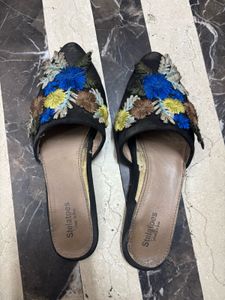 Floral Embroidered Mules