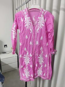 Pink Embroidered Kurta