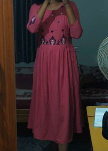 Pink Embroidered Kurta Dress