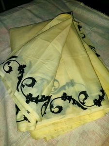 cotton saree with fabric painted border