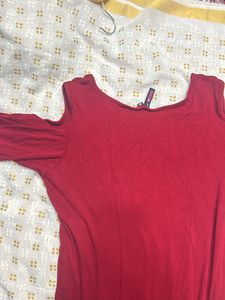Jealous 21 Red Cold Shoulder Top