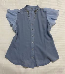 Blue Embellished Top