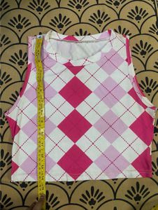 Pink Y2k Argyle Tank Top