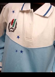 👚👕White Blue Color Block Polo