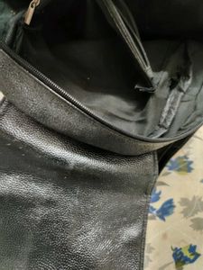 Black Quilted Leather Imported Backpack
