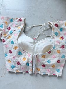 Embroidered White Unused Blouse Combo