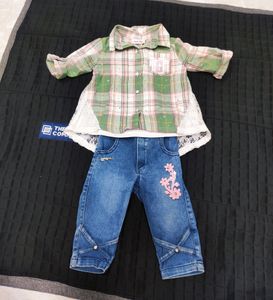 Jeans & Shirt For Girl - New