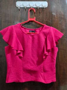Pink Ruffle Sleeve Top