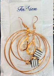 Rose Gold Color Crystal Hoop Earrings