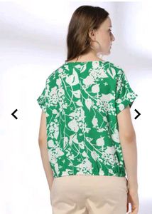 Green Floral Print Top