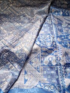 Printed silk white beautiful sari