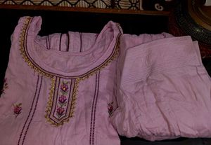 pink Embroidered Kurta with salwar