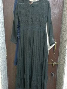 Chickankari Anarkali Kurti With Inner And Dupatta