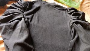 Black Puff Sleeve Top