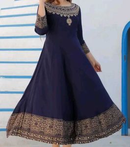 Anarkali Navy Blue Kurta &amp; Dupatta Set
