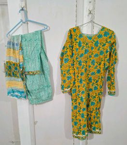 Floral Print Yellow Kurta Set