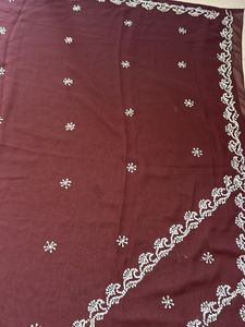 Maroon saree  with Embroidery