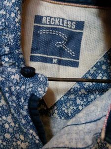 Blue Floral Print Shirt &amp; Jenas Combo