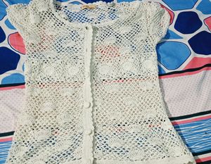 White Crochet Top