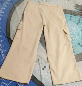 Beige High-Waisted Cargo Pants