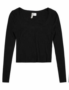 Black Ribbed Long Sleeve Top