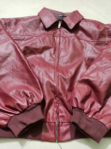 Burgundy Leather Over Size luxury Jacket