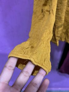 Mustard Ruffle Long Sleeve Top