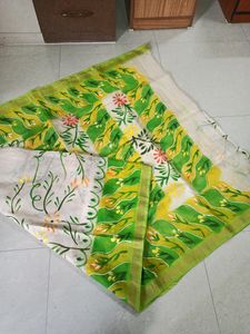 Pure Cotton Sari Alover Multicolor Fabric Painting