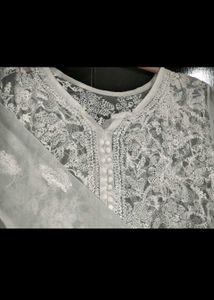 White Anarkali Kurt