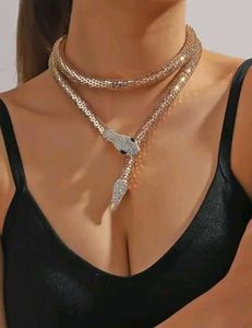 Rhinestone Snake Necklace With Magnetic Closure