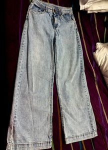 Light Blue Mid Waist Parallel Pant