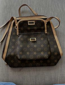 Brown Patterned Satchel Bag