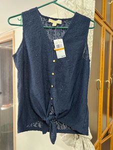 Michael Kors Eyelet Tie-Front Top