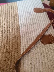 Two-Tone Woven Tote Bag