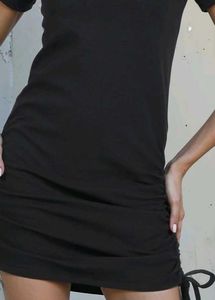 Black Drawstring Mini Dress