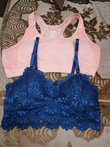 Jockey Padded Sports Bra 34 B Medium With Blue