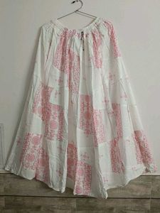 Pink &amp; White Ethnic Long Skirt