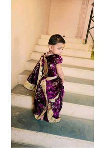 Kids Velvet Peshwai Patal/saree