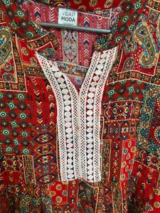 Boho Print Red Short Kurti