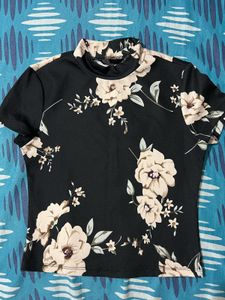 Floral High Neck Top- S