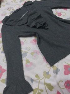 Gray Ruffle Top