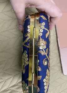 New Embroidered Blue Clutch For Sale