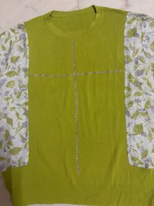 Green Floral Sleeve Top