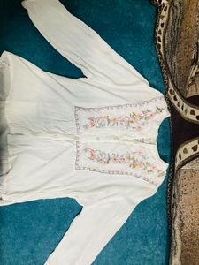 Foral Embroidered White Top